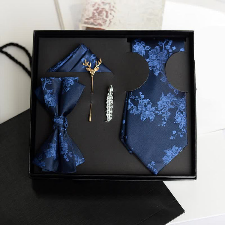 5er Pack Krawattenschleifen Iris Muster Hochzeit Mode Geschenkbox für Männer