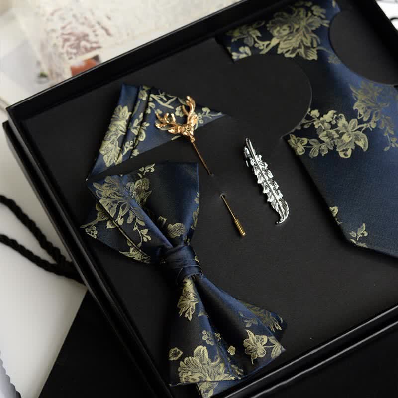 5er Pack Krawattenschleifen Iris Muster Hochzeit Mode Geschenkbox für Männer