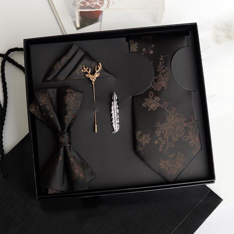 5er Pack Krawattenschleifen Iris Muster Hochzeit Mode Geschenkbox für Männer