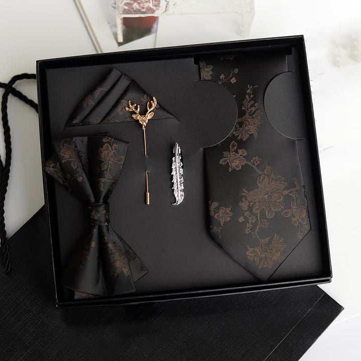 5er Pack Krawattenschleifen Iris Muster Hochzeit Mode Geschenkbox für Männer