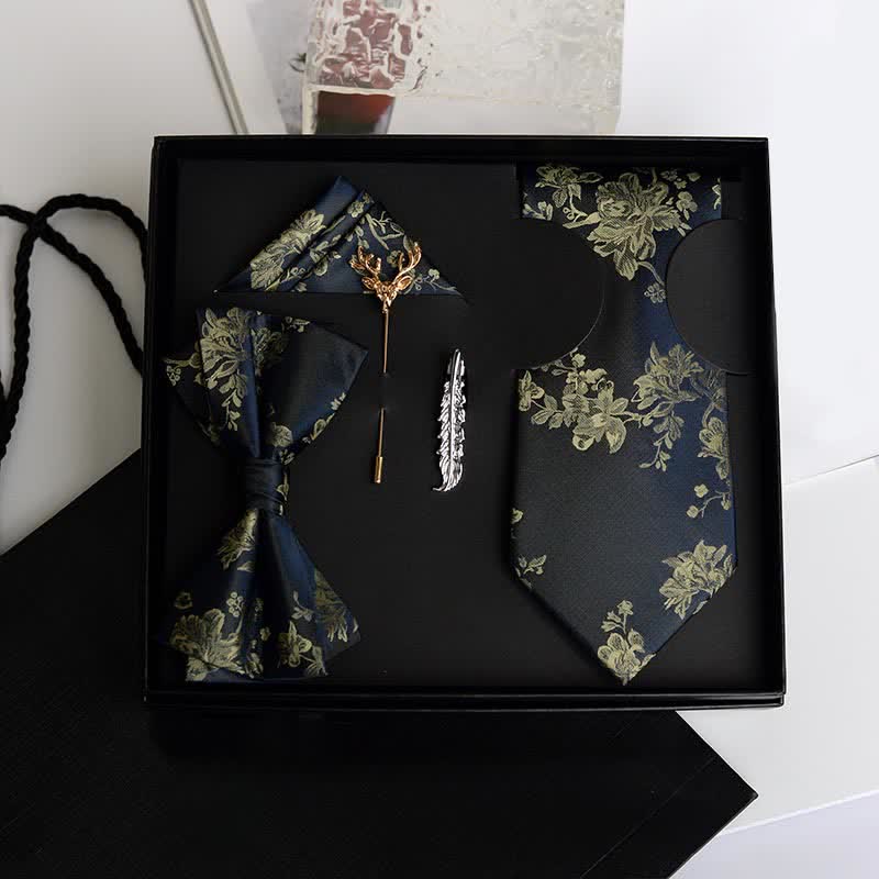 5er Pack Krawattenschleifen Iris Muster Hochzeit Mode Geschenkbox für Männer