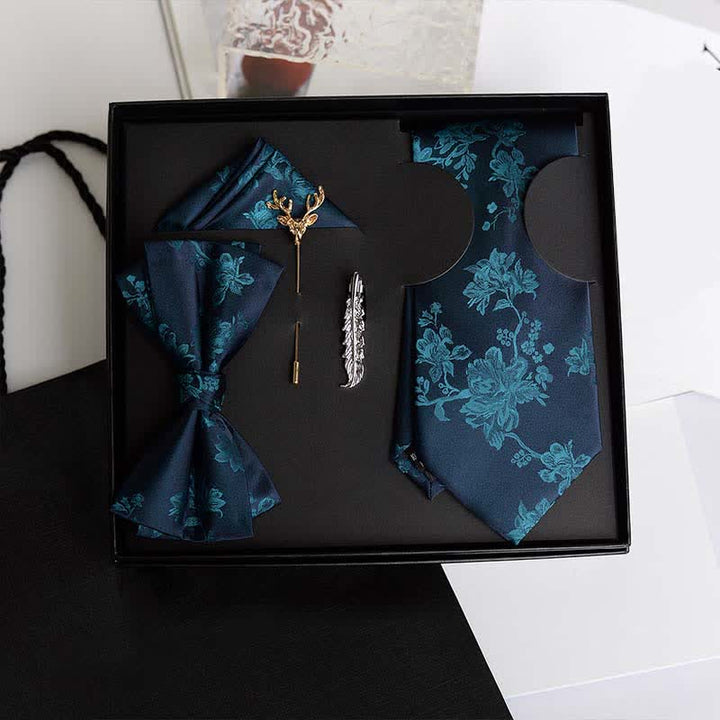 5er Pack Krawattenschleifen Iris Muster Hochzeit Mode Geschenkbox für Männer