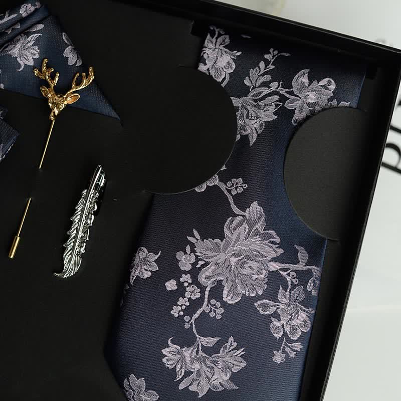 5er Pack Krawattenschleifen Iris Muster Hochzeit Mode Geschenkbox für Männer