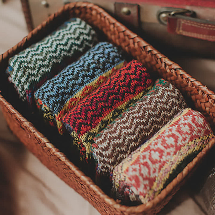 5Stk Herren Retro Ethno-Totem Crew Socken