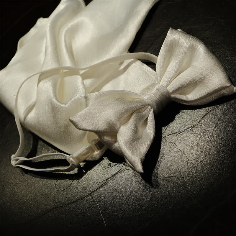 3er-Set Herren Weißes Phalaenopsis Fliege & Taschentuch Set