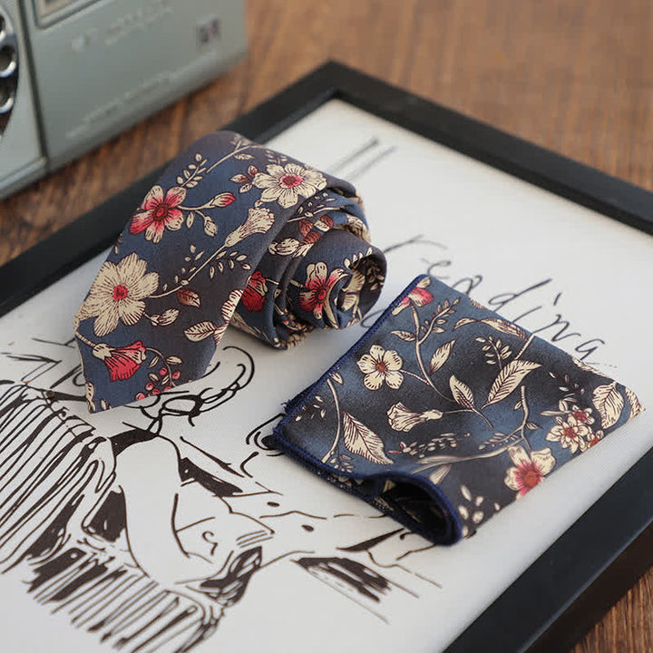2 Stück Herren Floral Muster Marine Persönlichkeit Krawattenset