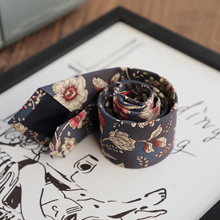 2 Stück Herren Floral Muster Marine Persönlichkeit Krawattenset