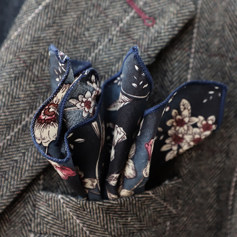 2 Stück Herren Floral Muster Marine Persönlichkeit Krawattenset