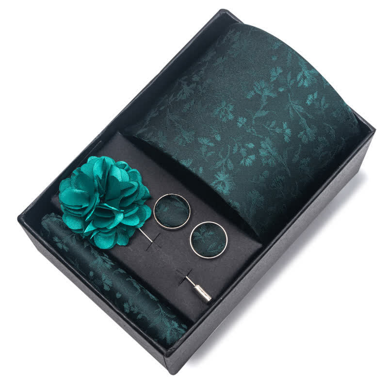 4-teiliges Krawattenset für Herren in sanftem Dunkelgrün