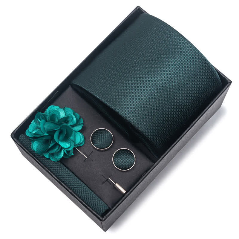 4-teiliges Krawattenset für Herren in sanftem Dunkelgrün