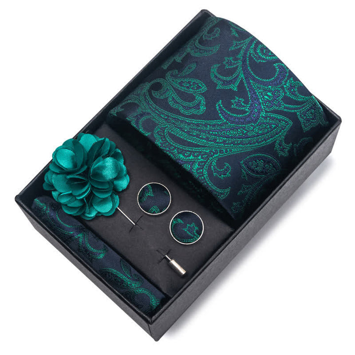 4-teiliges Krawattenset für Herren in sanftem Dunkelgrün