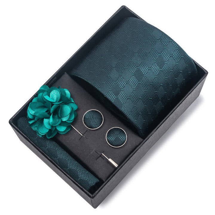 4-teiliges Krawattenset für Herren in sanftem Dunkelgrün