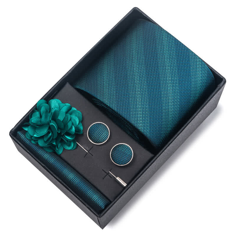 4-teiliges Krawattenset für Herren in sanftem Dunkelgrün