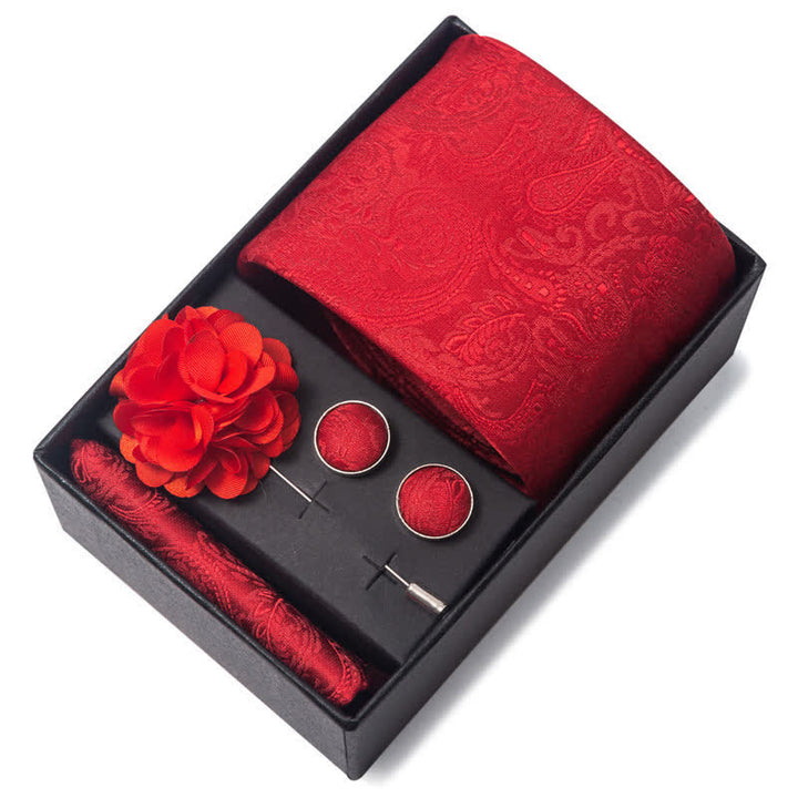 4er Pack Attraktives leuchtend rotes Serien-Krawatten-Set für Männer