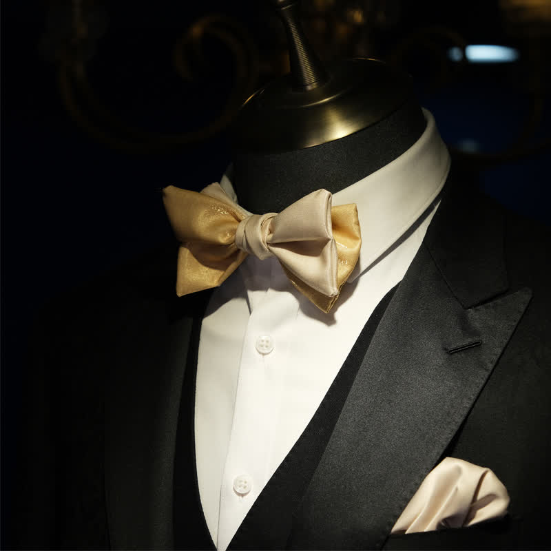 Asymmetrische Fliege für Herren in Gold und Aprikose