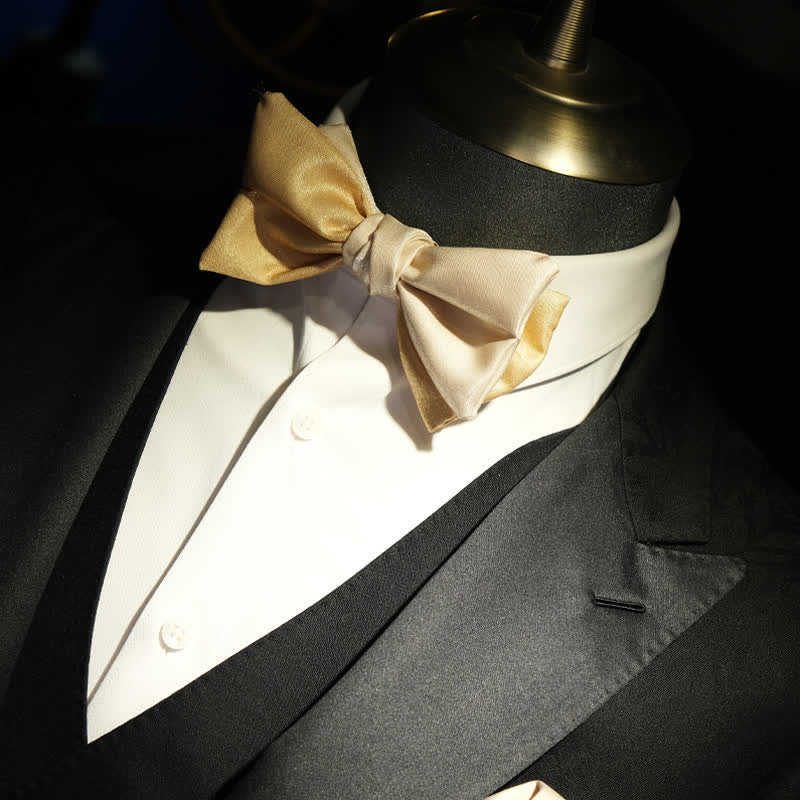 Asymmetrische Fliege für Herren in Gold und Aprikose