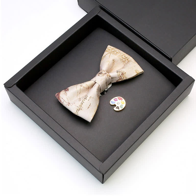 2er-Set Herren Malerhandschrift Palette Brosche Fliege Set