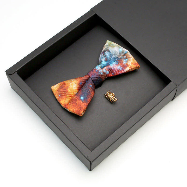 2Stk. Herren Galaxy Stary Astronauten Brosche Fliege Set