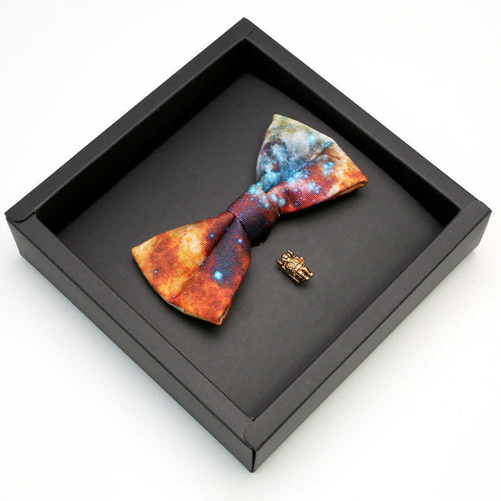 2Stk. Herren Galaxy Stary Astronauten Brosche Fliege Set