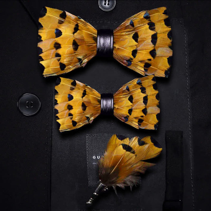 Gelbe & Goldzeisig Schwanzfeder Fliege mit Reversnadel