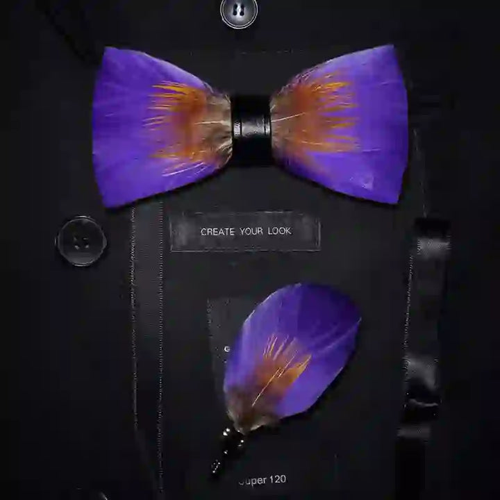 Lila & Orange verzierte Federfliege mit Reversnadel