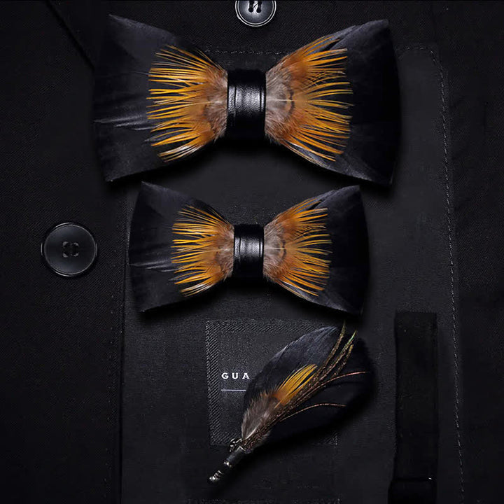 Orange & schwarz Sonnenblumen Feder Fliege mit Reversnadel