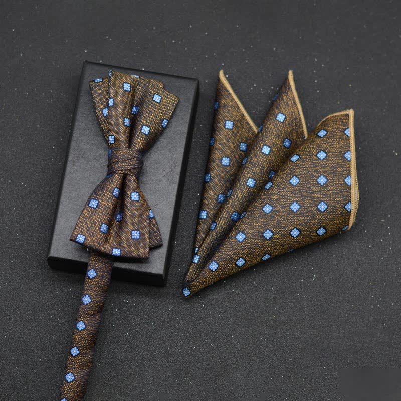 2-teiliger eleganter floraler Fliege- und Taschentuch-Set für Herren