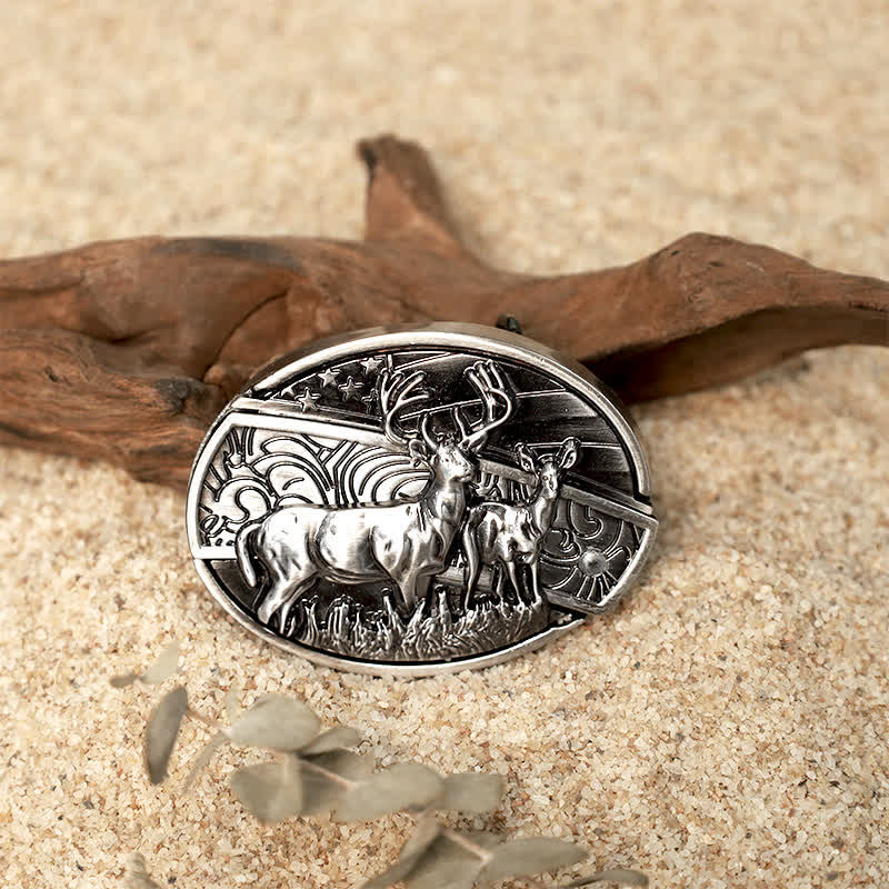 Flower Deer DIY Verstecktes Klappmesser Ledergürtelschnallen Bundle Set