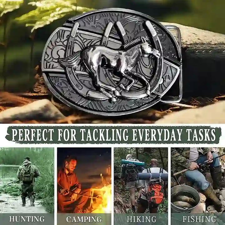 Tiermuster DIY Verstecktes Klappmesser Ledergürtelschnallen Bundle Set