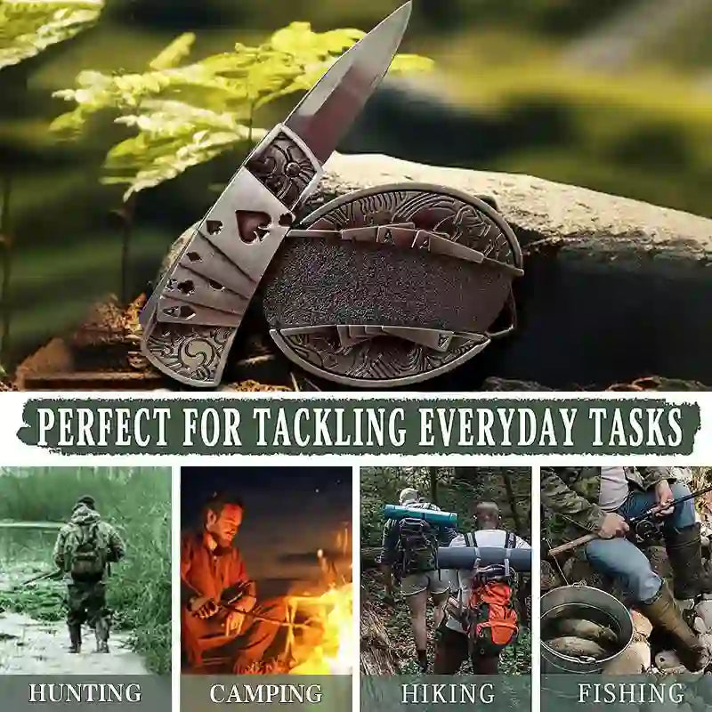 Einzigartiges Design DIY Verstecktes Klappmesser Ledergürtelschnallen Bundle Set