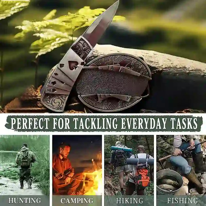 Einzigartiges Design DIY Verstecktes Klappmesser Ledergürtelschnallen Bundle Set