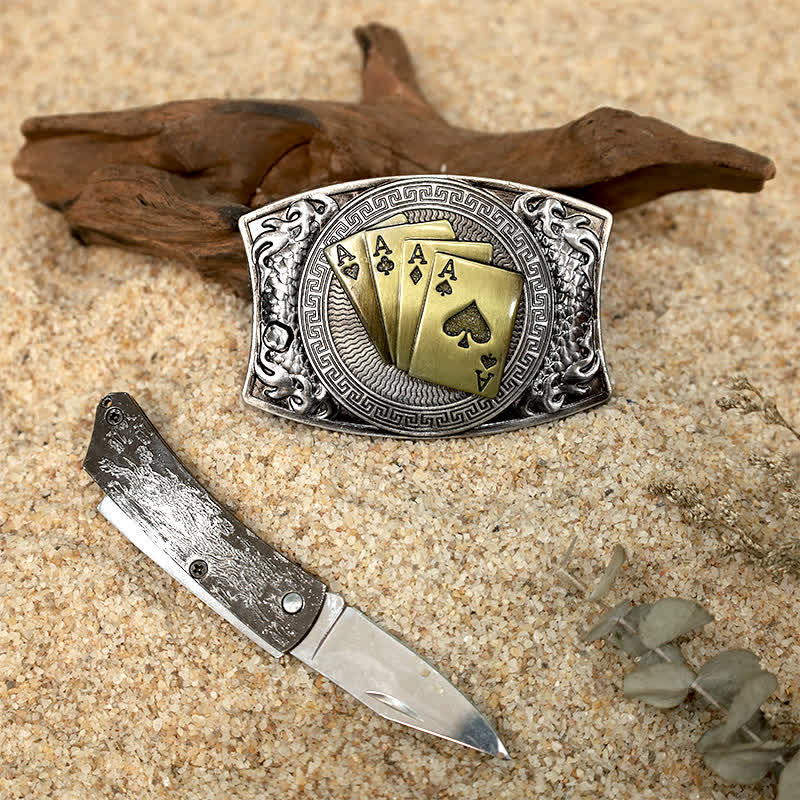 Persönlichkeit DIY Verstecktes Klappmesser Ledergürtelschnallen Bundle Set