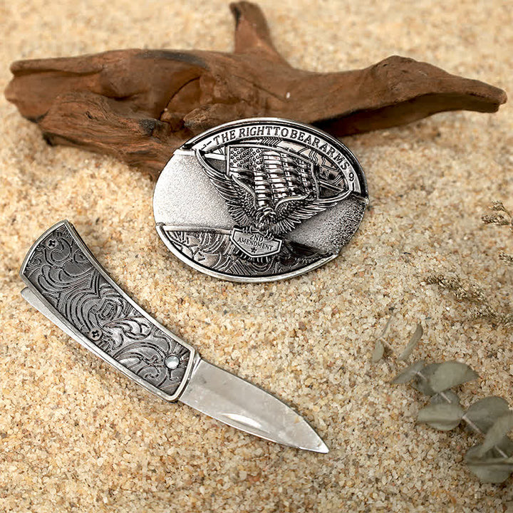 Persönlichkeit DIY Verstecktes Klappmesser Ledergürtelschnallen Bundle Set