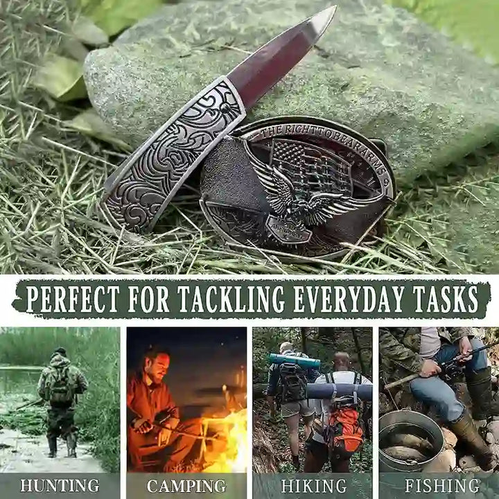 Persönlichkeit DIY Verstecktes Klappmesser Ledergürtelschnallen Bundle Set