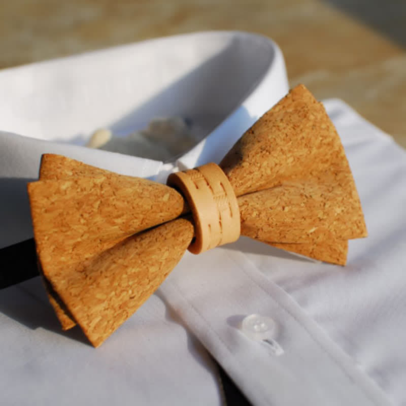Herrenschleife der Naturserie Imitat Holz Lederschlaufe