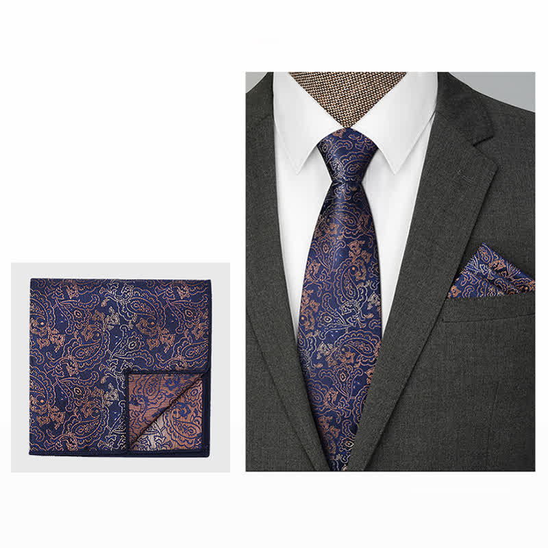3er-Set Herren Braun Serie Paisley Fliege Krawatten Set