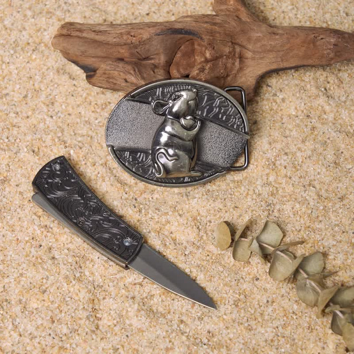 Wild Life DIY Verstecktes Klappmesser Ledergürtelschnallen Bundle Set