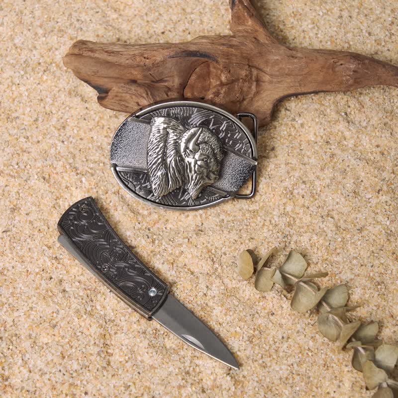 Wild Life DIY Verstecktes Klappmesser Ledergürtelschnallen Bundle Set