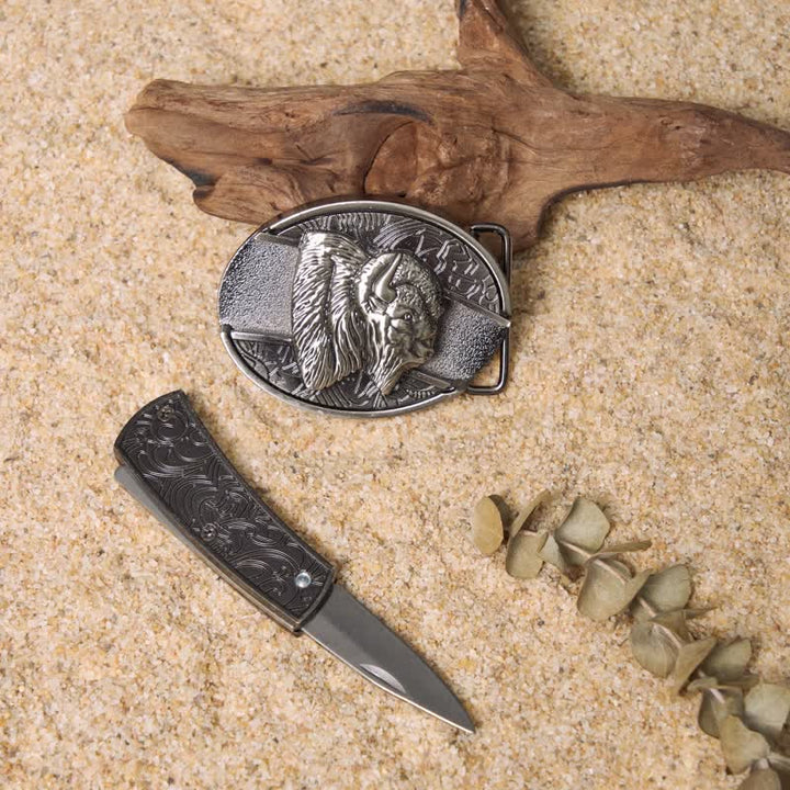 Wild Life DIY Verstecktes Klappmesser Ledergürtelschnallen Bundle Set