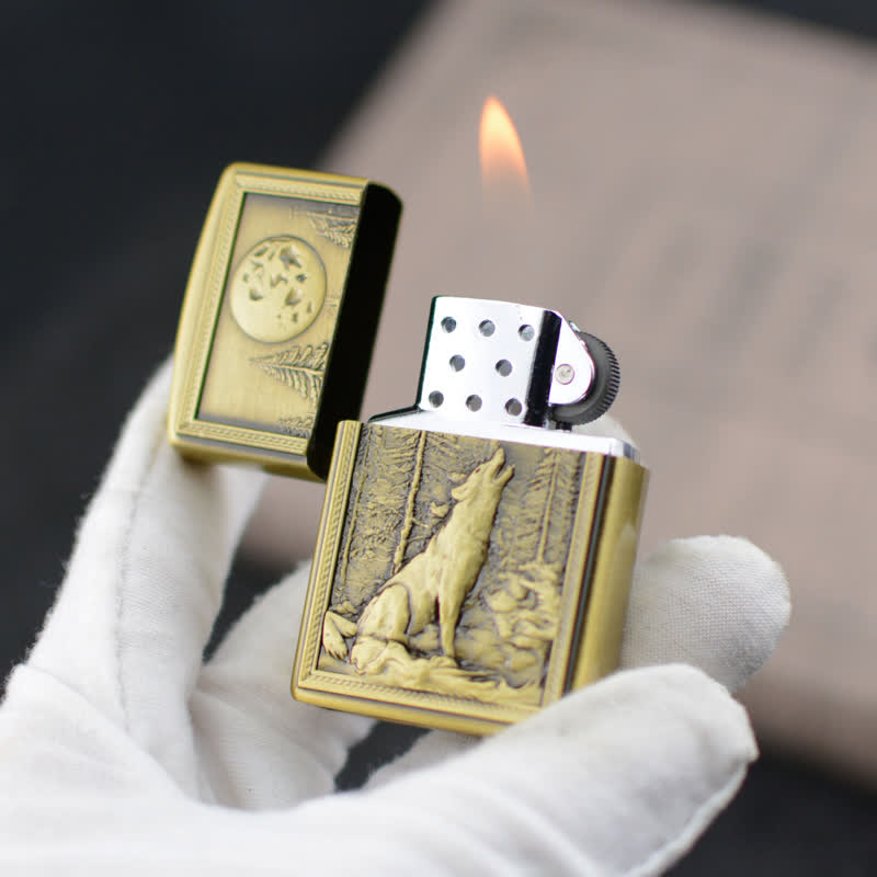 Heulender Wolf Schleifrad Nachfüllbares Butangasfeuerzeug