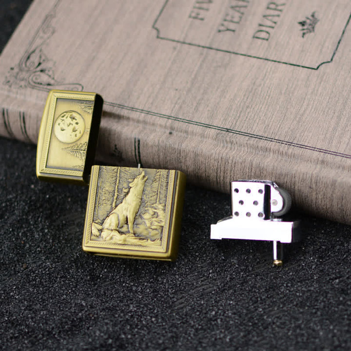 Heulender Wolf Schleifrad Nachfüllbares Butangasfeuerzeug