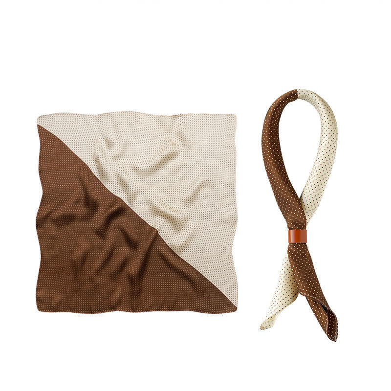 Braun   Weiß Farbblock Polka Dots Quadrat Schal