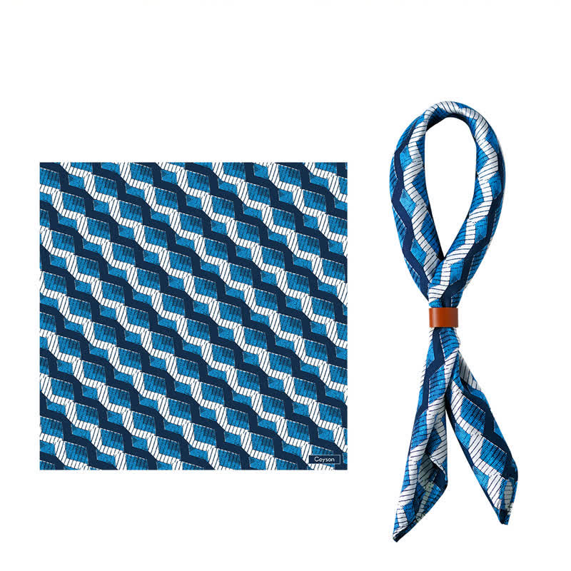 Blau Weißes Wellenmuster Geometrisches Muster Quadrat Schal