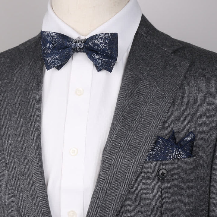 3-teiliges Herren-Set mit Einstecktuch und Fliege im Fantasy-Paisley-Muster