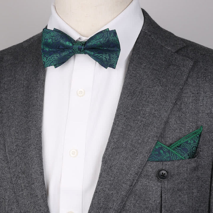 3-teiliges Herren-Set mit Einstecktuch und Fliege im Fantasy-Paisley-Muster