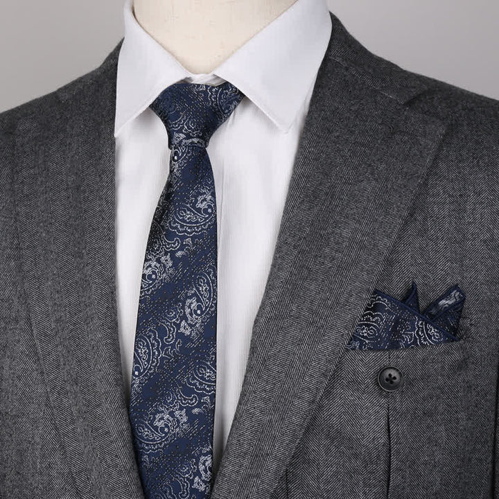 3-teiliges Herren-Set mit Einstecktuch und Fliege im Fantasy-Paisley-Muster