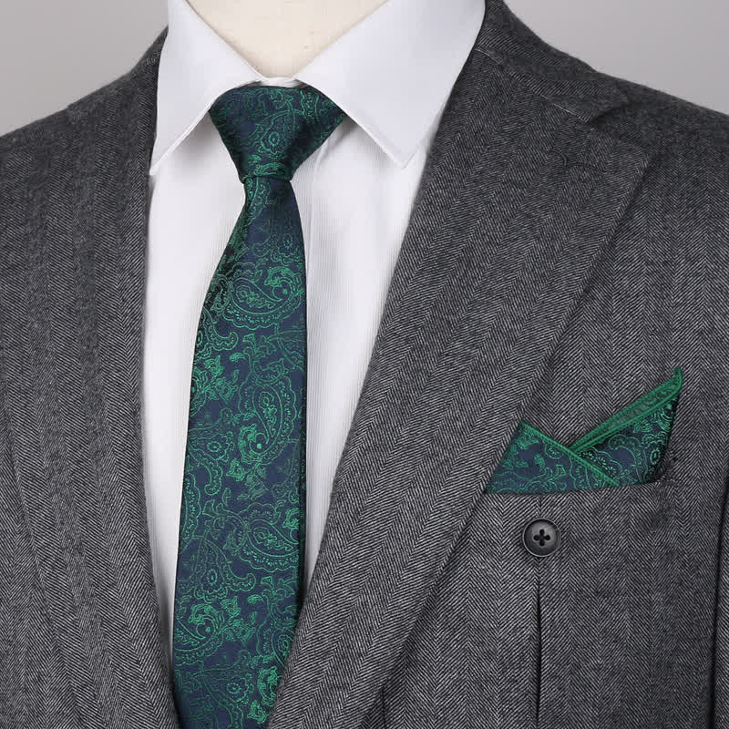 3-teiliges Herren-Set mit Einstecktuch und Fliege im Fantasy-Paisley-Muster