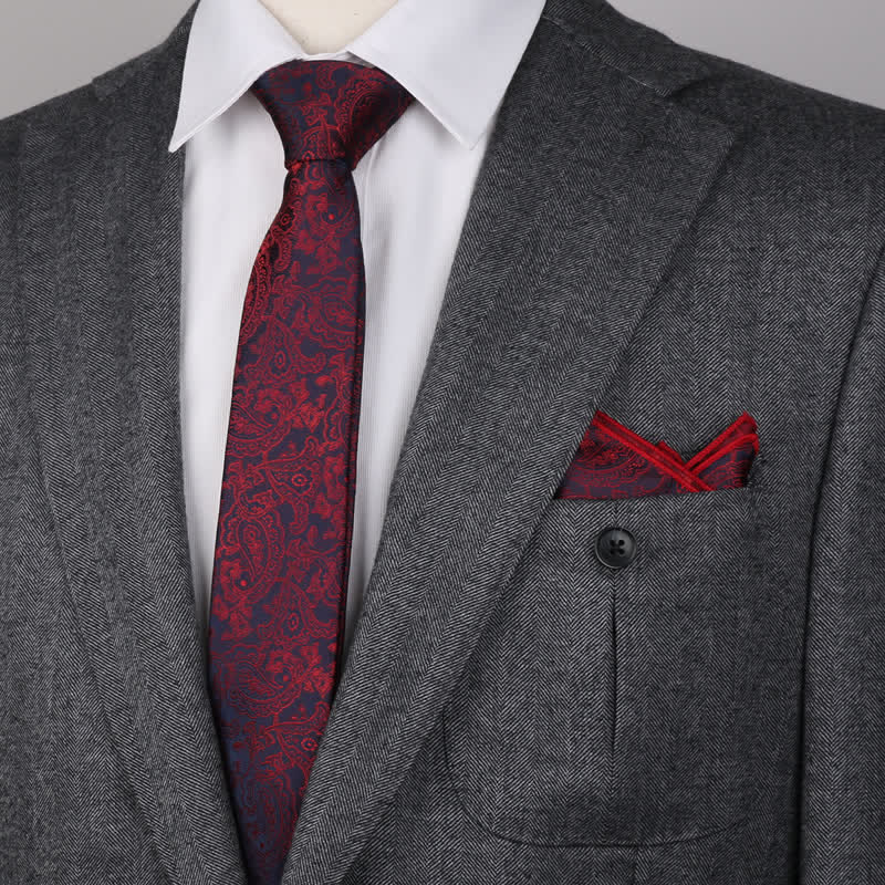 3-teiliges Herren-Set mit Einstecktuch und Fliege im Fantasy-Paisley-Muster