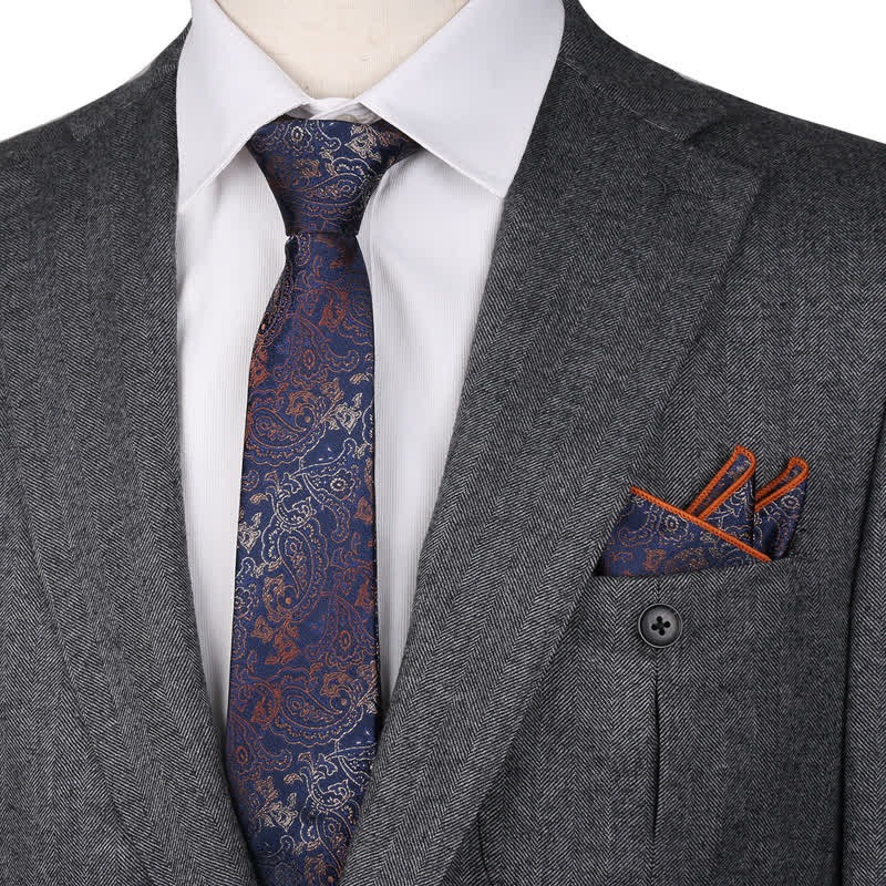 3-teiliges Herren-Set mit Einstecktuch und Fliege im Fantasy-Paisley-Muster