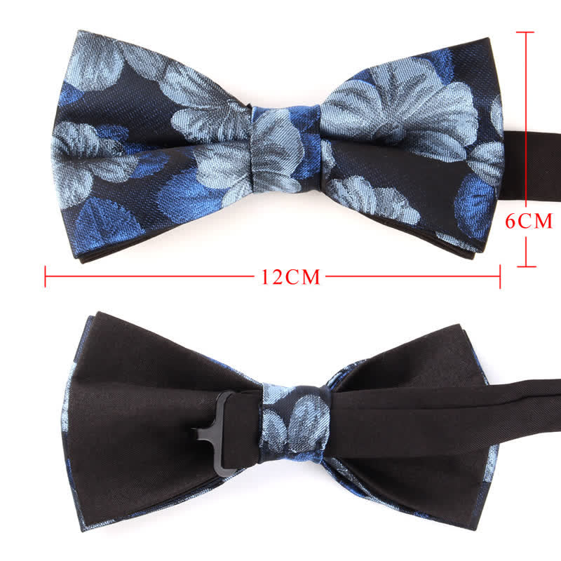2 Stück Herren Blau Marineblau Blumenkopf-Krawatten-Set